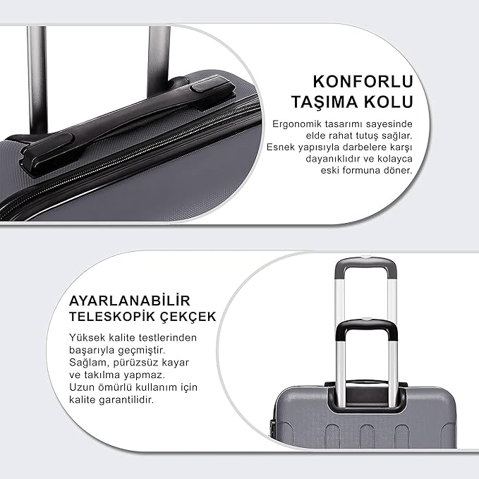 3 Piece ABS Luggage Set – Lightweight Suitcases with Spinner Wheels – 3 Different Sizes – TSA Lock – Hard Shell Travel Luggage for Men & Women