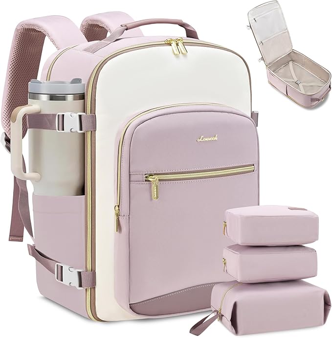 LOVEVOOK 40L Travel Backpack for Women & Men, Airline Approved Carry On Luggage with 3 Packing Cubes, TSA Overnight Bags, Waterproof Personal Item Bag, Weekender Essentials Backpacks fits 17" Laptop