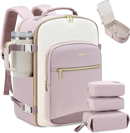 LOVEVOOK 50L Travel Backpack for Women & Men, Airline Approved Carry On Luggage with 3 Packing Cubes, TSA Overnight Bags, Waterproof Personal Item Bag, Weekender Essentials Backpacks fits 17" Laptop