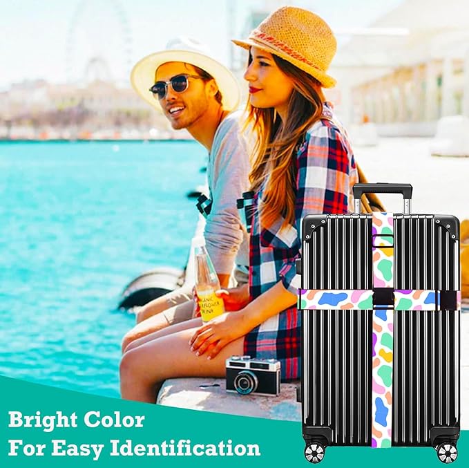 Luggage Straps for Suitcases TSA Approved Easy Pack Organized Suitcase Strap, Luggage Strap, Luggage Belt Strap, Bag Straps for Luggage. Buckle Straps Travel Accessories (Cow Printing)