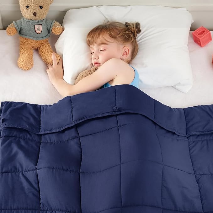 yescool Navy Weighted Blanket 5 Pounds Cooling Weighted Lap Blanket, Heavy Blanket for Sleeping, Weighted Throw Blanket Gifts for 40-60lbs, 36"x48"