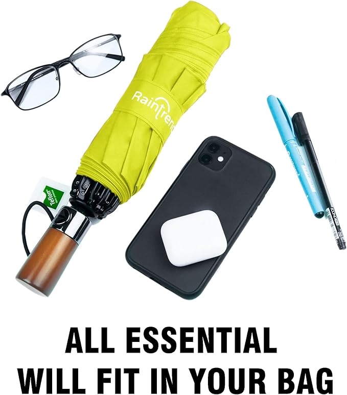 Raintrend Windproof Travel Umbrellas for Rain Automatic +10% Bigger Canopy Strong Frame Compact Folding Portable Umbrella for Women Men Backpack Purse