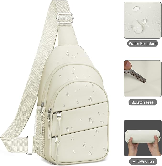 Tuwubi Crossbody Bags for Women, Sling Bag for Men, Small Hiking Backpack Anti Theft Lightweight for Outdoors Travel (L, Beige)