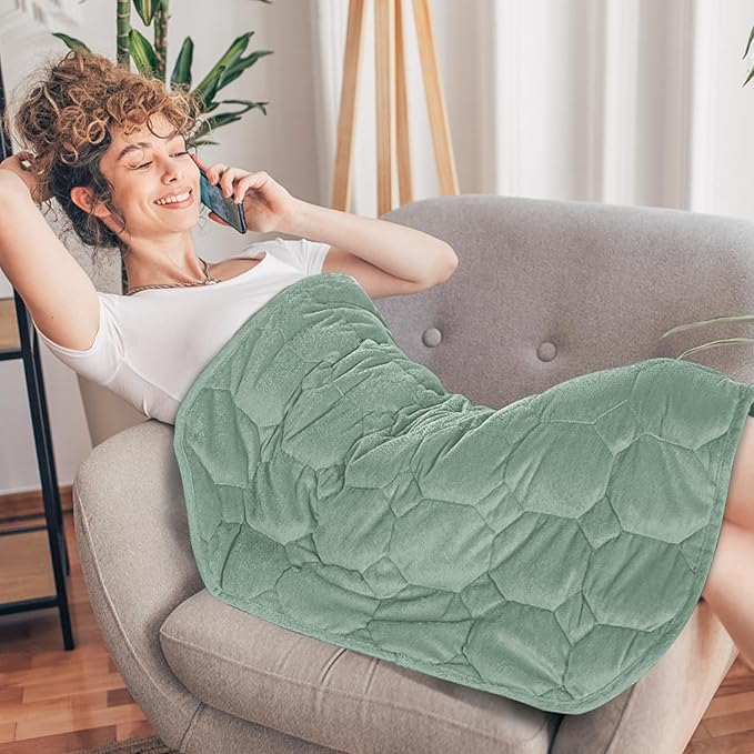 Topblan Weighted Lap Blanket 7lbs for Adults, Small Weighted Blanket Throw for Napping, Relaxation, Calming and Travel, Skin Friendly & Machine Washable for All-Season Sleeping,Sage 24x29 inches