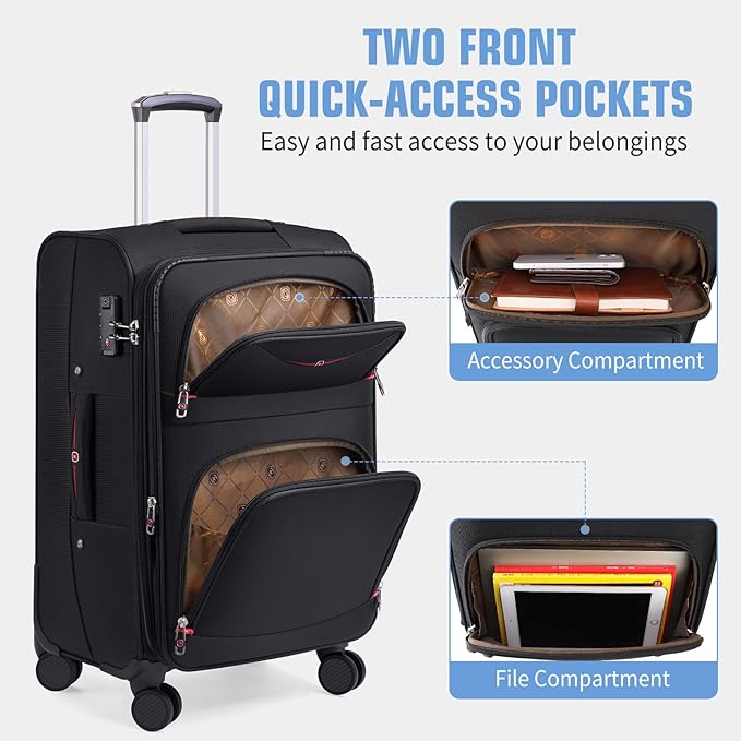 Softside Expandable Luggage with 4 Spinner Wheels, Durable Checked-Luggage Suitcase (Coffee, 29-Inch)