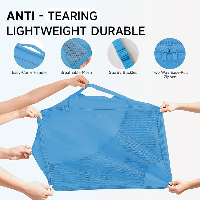 11 Set Packing Cubes for Travel, Gifts for Women Mom Kids, TSA Approved Bags for Makeup, Cosmetic,Toiletry, Suitcase Organizers for Checked Luggage, Cruise Essentials, Airplane Accessories, Azure Blue