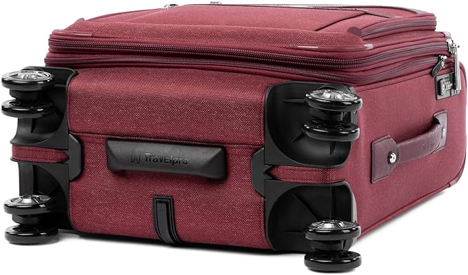 Travelpro Platinum Elite Softside Expandable Carry on Luggage, 8 Wheel Spinner Suitcase, USB Port, Men and Women, International, Bordeaux Red, Carry On 19-Inch