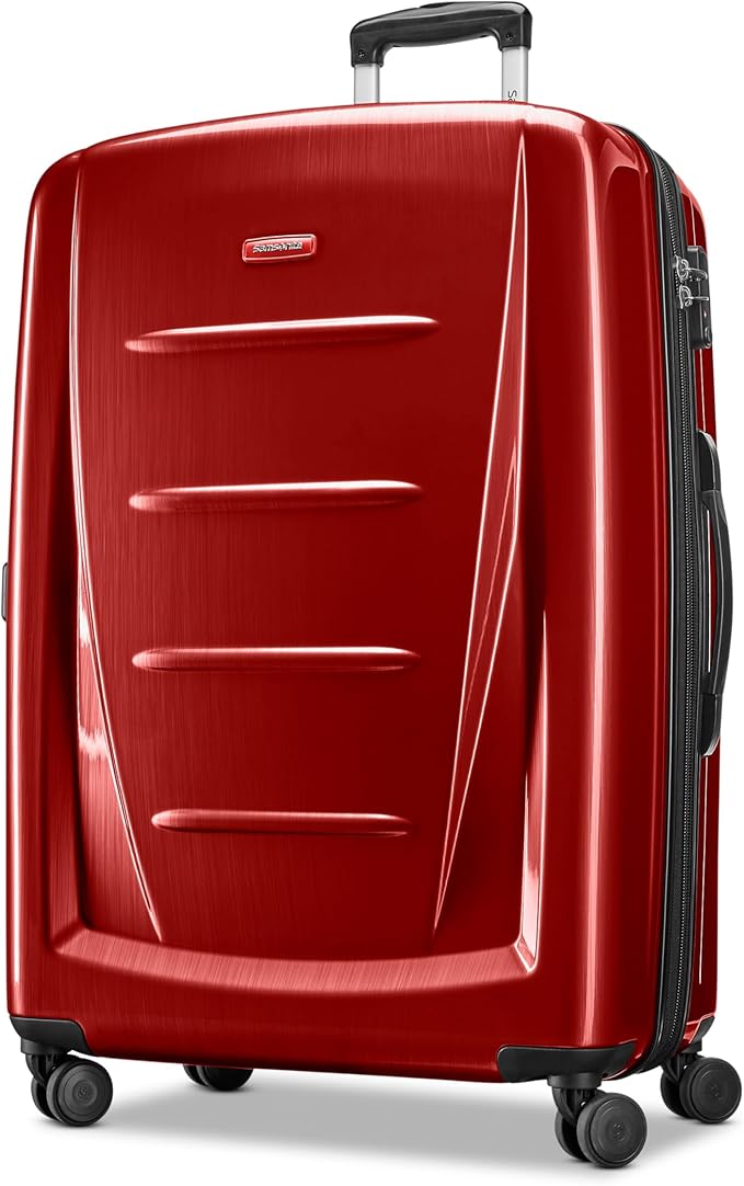 Samsonite Winfield 2 Hardside Expandable Luggage with Spinner Wheels, Burgundy, Checked-Large 28-Inch