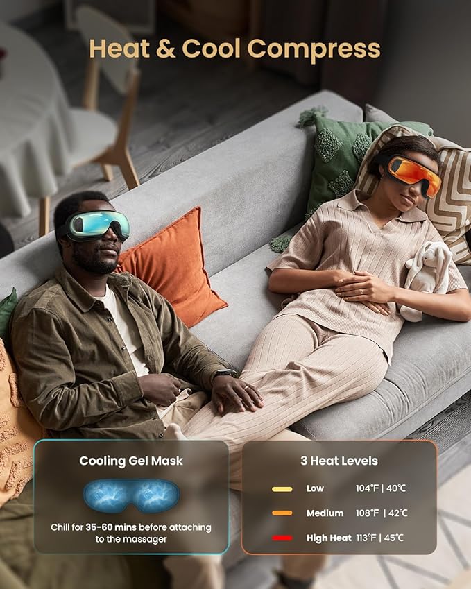 RENPHO Eye Massager with Heat and Cooling Voice Control, Mothers Day Gifts for Women Mom Her, FSA Eligible HSA, Massaging Eye Mask for Migraine Headache Dry Eyes and Stress Relief - Eyeris