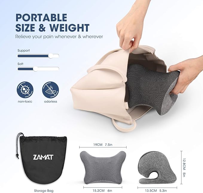 ZAMAT Neck and Shoulder Relaxer w/Magnetic Therapy Pillowcase, Neck Stretcher Chiropractic Pillows for Pain Relief, Cervical Traction Device for Relieve TMJ Headache Muscle Tension Spine Alignment