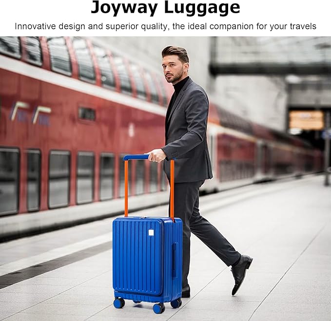 Joyway Hardshell Carry on Luggage with Front Pocket, Lightweight Hardside 20 Inch Suitcase with Spinner Wheels and TSA Lock (Blue, Carry on Luggage-20 Inch)