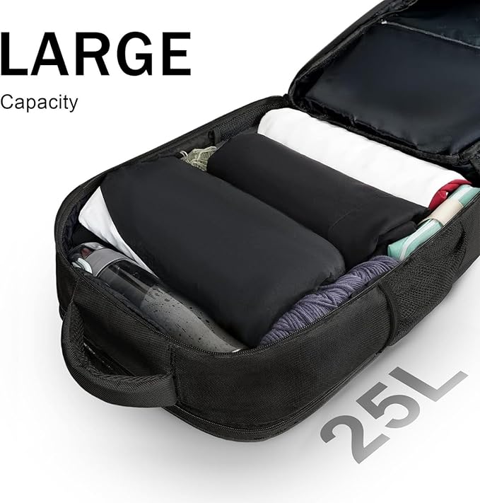 MATEIN Travel Laptop Backpack, Flight Approved Carry on Backpack Shoe Compartment, Large Personal Item Bag Fits 15.6 inch Laptop, Water Resistant Luggage Overnight Weekender Bag, Black