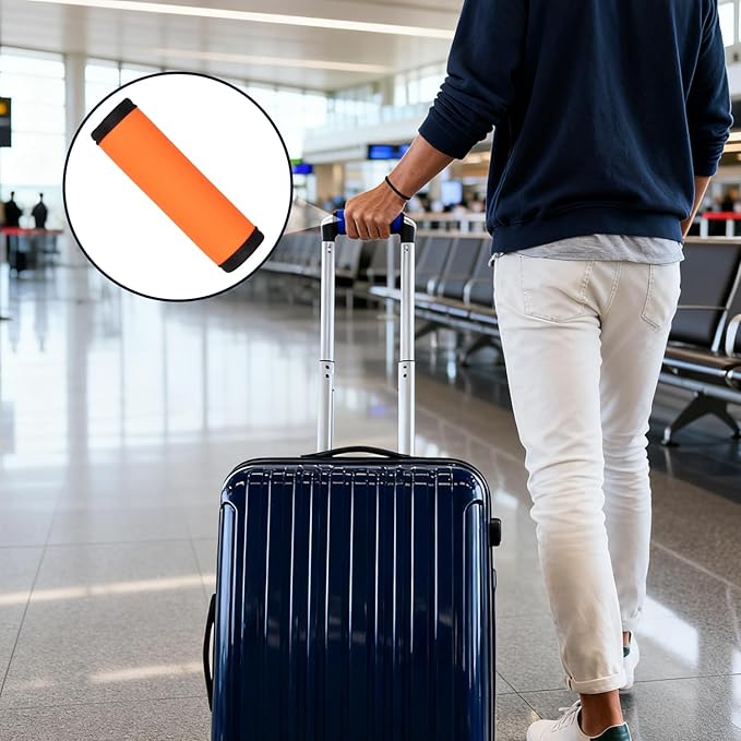 4pcs Neoprene Luggage Handle Wraps, Detachable Handle Covers Bright Suitcase Identifier for Travel Bag/Beach Bag/Backpacks (4Pcs-Black & Blue & Green & Red)