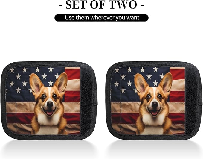 Luggage Handle Wraps Animal Corgi Usa Flag Luggage Identifiers Soft Neoprene Luggage Handle Wraps For Suitcase Trolley Handle Grip Cover 2 Pack Luggage Tags