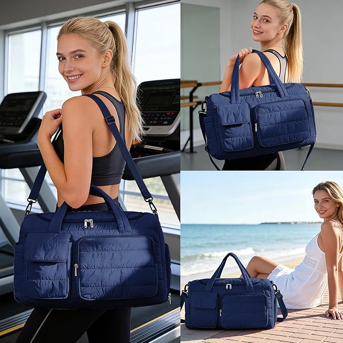 Small Gym Bag for Women, Travel Duffle Bag Carry On Weekender Bag with Shoe Compartment