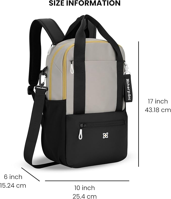 Sherpani Camden, Convertible Backpack, 3 in 1 Tote Bag, 18L Travel Backpack, Crossbody Bag for Women, Cross Body Purse, Travel Gifts, RFID Protection, Fits 13” Laptop (Wasabi Stone)
