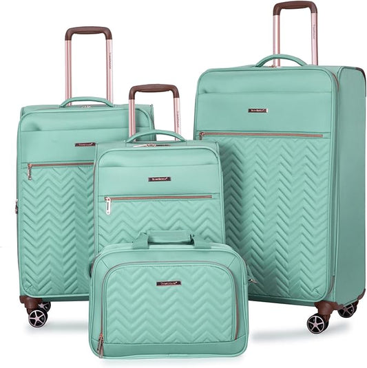 Travelhouse Luggage Set, Softside Suitcase 4-Piece (16/20/24/28), Expandable Lightweight Luggage Sets with Duffel Travel Bag,Suitcase with Double Spinner Wheels