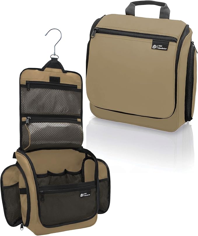 D&D Wanderlust D&D Hanging Travel Toiletry Bag for Men and Women – Cosmetics, Makeup and Toiletries Organizer Kit with 10 Compartments