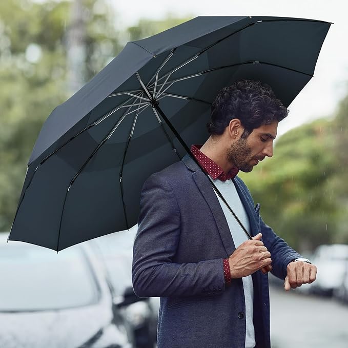 G4Free 54 Inch Large Compact Windproof Golf Umbrella for Rain Oversized Auto Open Close Folding Travel 10 Ribs Vented Double Canopy Umbrella for Women Men