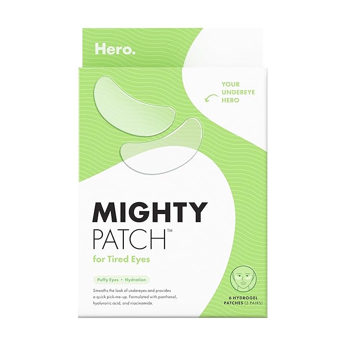 HERO COSMETICS Mighty Patch™ for Tired Eyes Patches - Soothing Hydrogel Patches - Awakens and Visibly De-puffs Undereyes with Multiple Applications (6 Count)