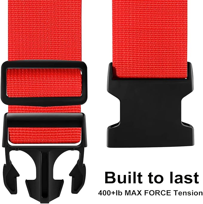 Luggage Straps for Suitcases TSA Approved-2 Pack Bright Personalized Luggage Belt Strap for Suitcase/Carry On Bag Luggage Accessories for Travel (Red)