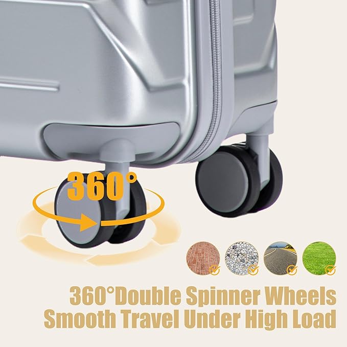 20 Inch ABS Hard Shell Travel Checked Luggage With Combination Lock, Sliver