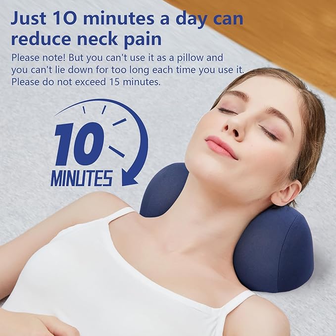 ComfortLife Small Neck Stretcher Pillow for Pain Relief, Medium Soft Cervical Traction Device Neck Mild Support Pillow Foam Cervical Neck Pillow for Tension Muscle Relax Relief (Dark Blue)