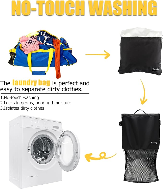 Dirty Laundry Bag for Traveling-Mesh Laundry Bags XL Travel Gym Healthcare Workers Laundry Sports Fitness Swimwear Camping Portable Wash Bag XL (Black)