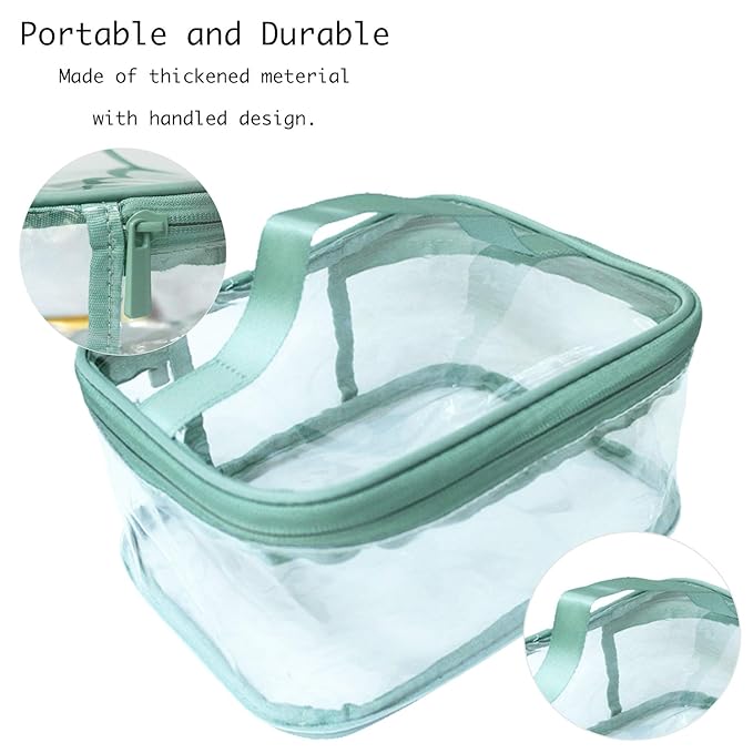 Toiletry Bag Makeup Cosmetic Clear Bag Portable Waterproof Transparent Travel Storage Green