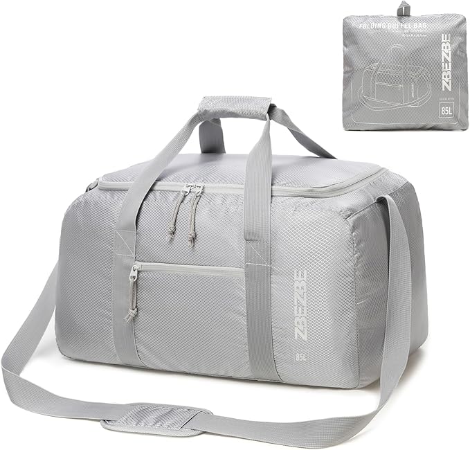 Foldable Travel Duffel Bag, Lightweight & Easy to Carry Water-Repellent Duffle Bag - 2-Way Zipper & Interior Pouch, Ideal for Weekend Trips, Daily Use,Camping，Sports