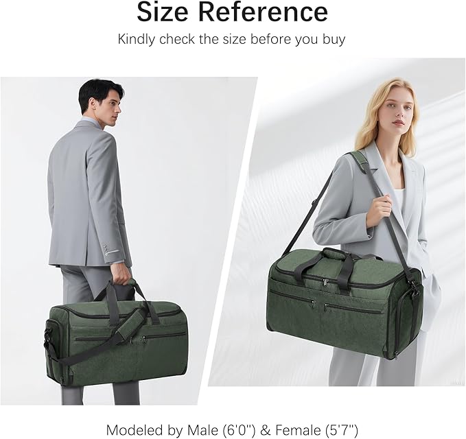 Bukere Garment Bags for Travel, Large Convertible Garment Duffel Bag for Men Women, Shoe Compartment, 2 in 1 Hanging Dress Suitcase Suit Travel Bags