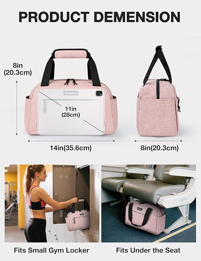 Noozion 14 inch Small Gym Bag for Women & Men, Lightweight Carry On Mini Duffle Bag with Multiple Pockets, Sports Bag for Travel and Workout.