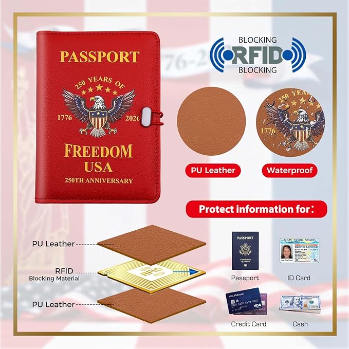 Melsbrinna Premium Leather Passport Holder Covers Case, Waterproof Rfid Blocking Travel Wallet Passport Holder with Pen Holder, Cute Passport Book for Women/Men