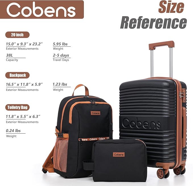 Carry on Luggage 22x14x9 Airline Approved, Suitcases with Wheels Hardshell, Lightweight Hardside Luggage Set with TSA Lock, 20Inch Black Carry on Suitcase