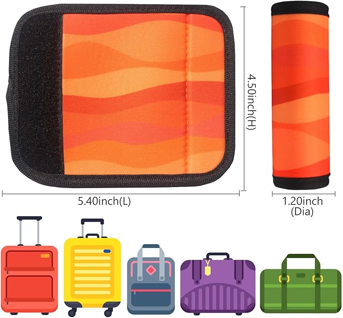 Luggage Handle Wrap 2 Pack Luggage Handle Wraps for Suitcase Bright Neoprene Luggage Handle Covers/Extender/Identifiers-Travel Accessories Must Haves (Orange(2.0)-2 Pack)