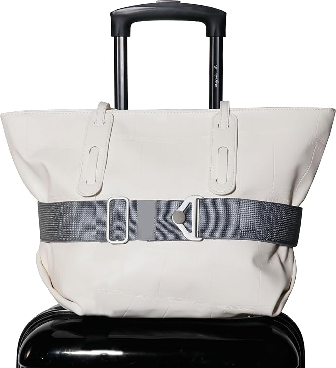TOOVREN 2-in-1 Travel Belt for Luggage Straps Add a Bag Bungees Suitcase Luggage Strap Over Handle Suitcases Belt for Carry On Bag Adjustable Backpack Attachment Airport Travel Accessories Gray