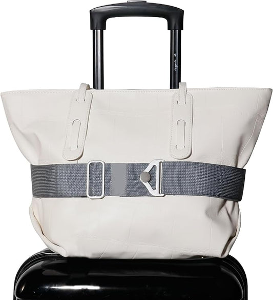 TOOVREN 2-in-1 Travel Belt for Luggage Straps Add a Bag Bungees Suitcase Luggage Strap Over Handle Suitcases Belt for Carry On Bag Adjustable Backpack Attachment Airport Travel Accessories Gray