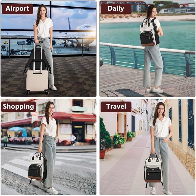 Backpack for Women 15.6 Inch Laptop Backpack Work Business Backpacks Purse Waterproof Computer College Backpacks Nurse Bag Backbag 2 Sets Casual Daypack for Travel Black