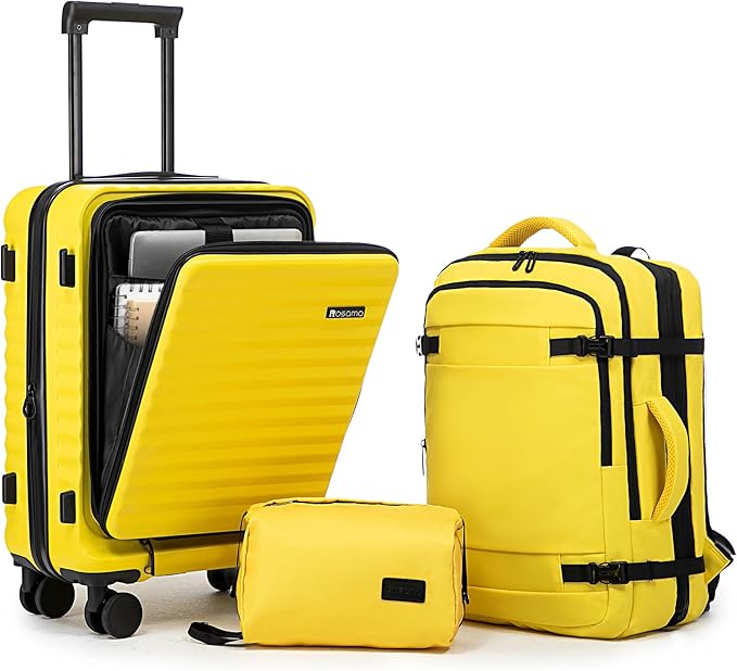 3 piece Luggage Set Expandable Suitcase 22x14x9 Airline Approved Carry on, Front Opening ABS Hard Case Suitcases with Spinner Wheels, TSA Lock