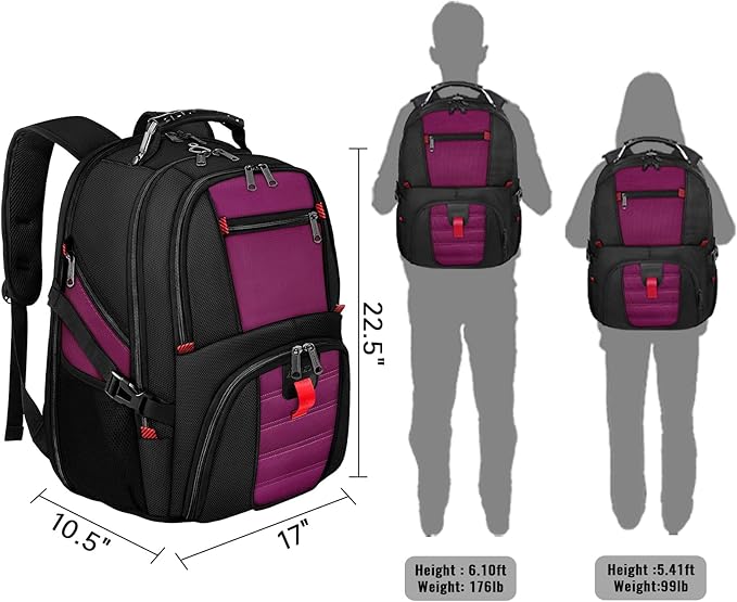 YOREPEK Large Backpack for Men, Extra Large Laptop Backpacks for Men Women, Water Resistant Travel Backpack Airline Approved Business Work Bag Fits 18.4 Inch Computer, Black