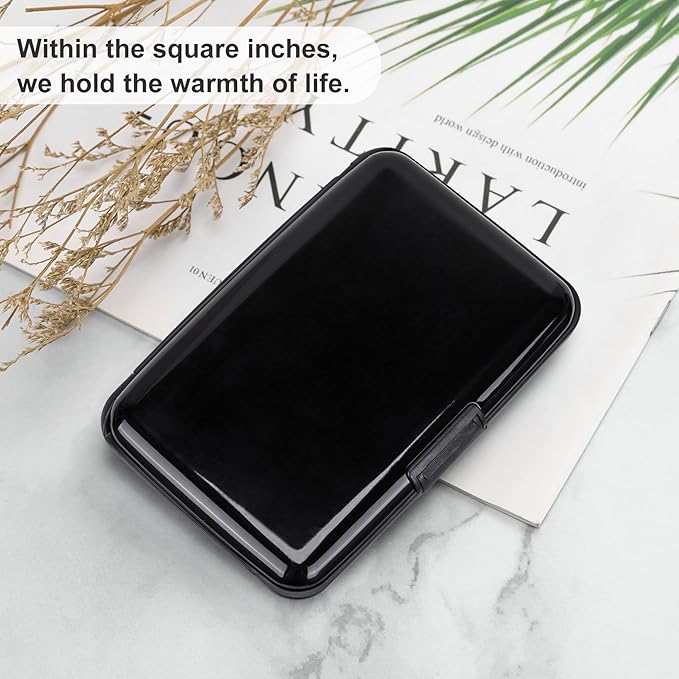 ELFISH Mini RFID Aluminum Wallet Credit Cards Holder Business Card Case Metal ID Case for Men Women (Black)