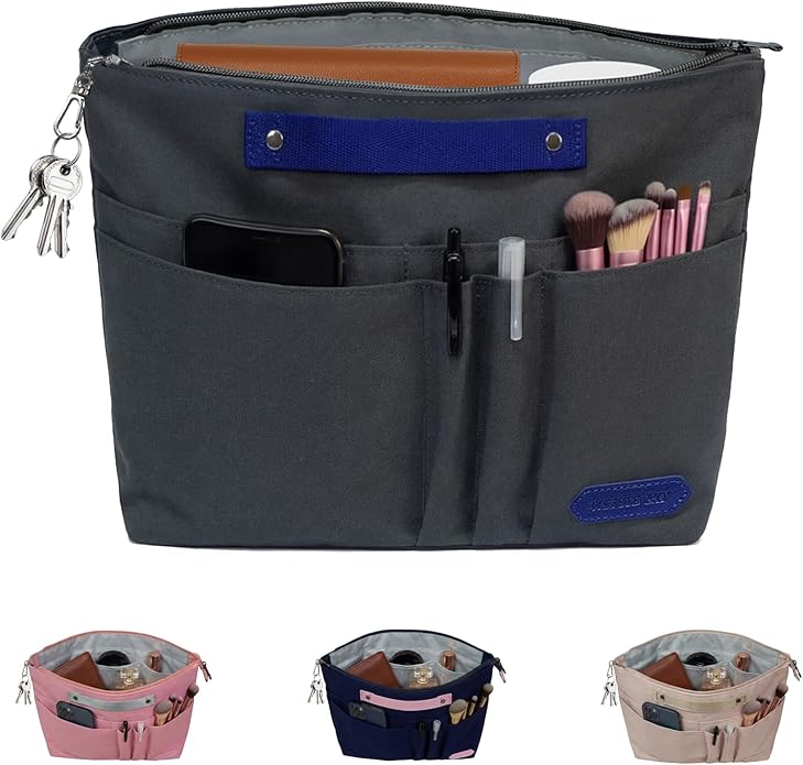 VANCORE Purse Organizer Insert for Handbags,Tote Bag Organizer Insert with Zipper Bag,Premium Handbag Organizer Inside Liner for Women with 15 Pockets