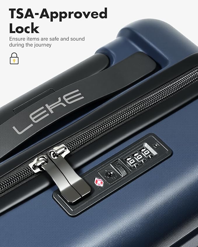 Lekesky 18 Inch Expandable Carry On Luggage Airline Approved, Hard Shell Suitcase with TSA Lock, Lightweight Spinner Wheels for Travel Weekend Trips Men Women, Blue