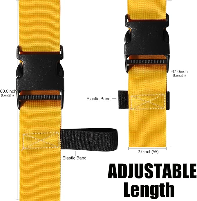 Luggage Straps for Suitcases TSA Approved-2 Pack Bright Personalized Luggage Belt Strap for Suitcase/Carry On Bag Luggage Accessories for Travel (Yellow)