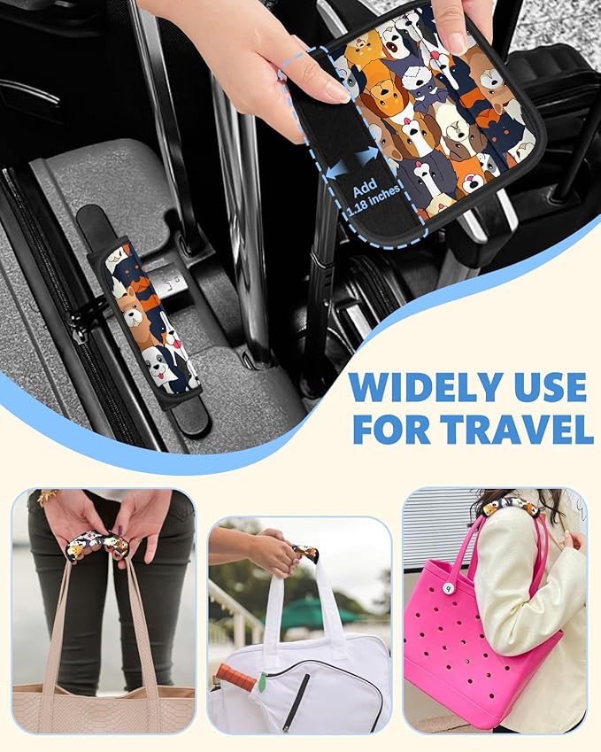 Slohif Luggage Handle Wrap 5Pcs Suitcase Identifier - Bag Strap Cover for Bogg Travel Accessories Easy Identification Bright Marker Sleeve Grips Comfort Neoprene Concealed Tag for Airport Dog