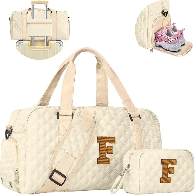 Women Gifts, Initial Travel Duffel Bag, Teen Girl Gifts Trendy Stuff, Monogram Overnight Bag, Gift for Friend Sister Mother Niece