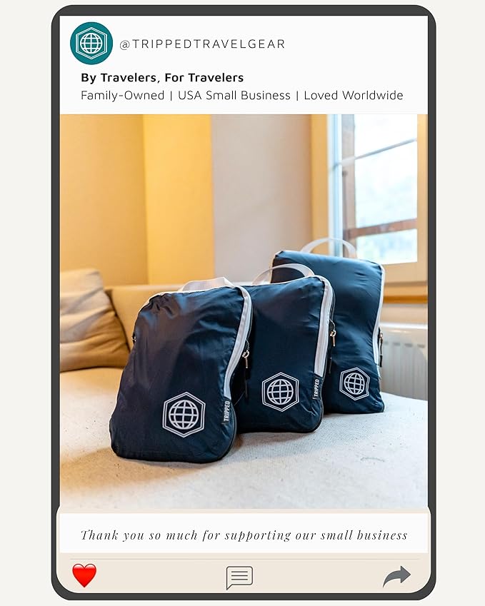 Compression Packing Cubes 6 Piece Set for Carryon Suitcases- Lightweight, Durable Clothes Organizer (Navy Blue)