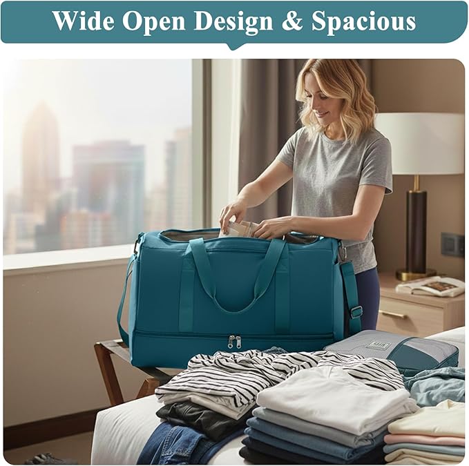 Travel Duffle Bag with Shoe Compartment, XL Weekender Bags for Women, Carry On Overnight Bags for Gym Sports & Business Trips, Water-Resistant Hospital Bag for Labor and Delivery