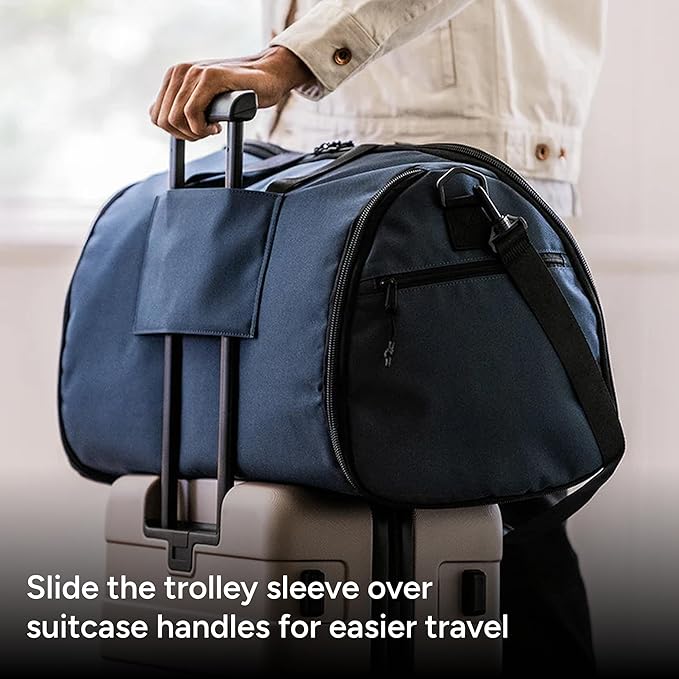 Halfday Convertible 2-in-1 Garment Duffel Weekender Bag 45L | Wrinkle-Free Travel, Hanging Suit Compartment, Shoe Pockets, Trolley Sleeve. Durable & Water-Resistant Carry-on, Port