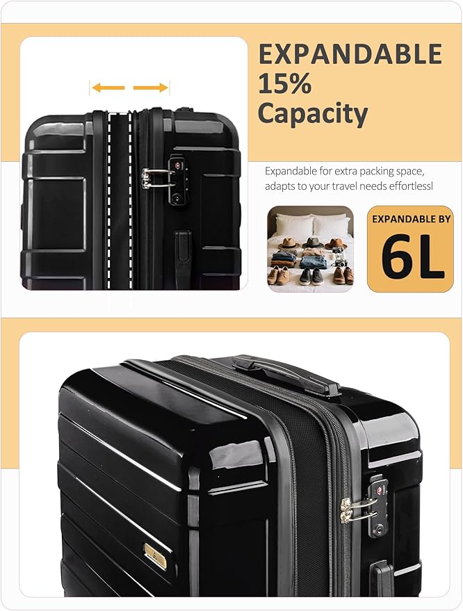 Tolino Luggage 2 Piece（20in/24inch Expandable Luggage Hardshell PC+ABS Leopard Suitcase with Spinner Wheels TSA Lock, Lightweight Rolling Suitcase for Women